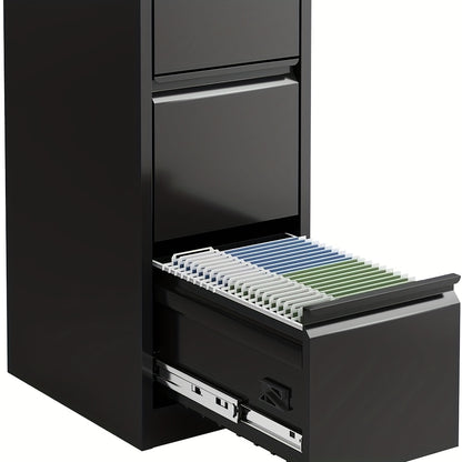 Archiefkast – Dossierkast – Kantoorkast – Ladenkast – Opbergkast – Zwart – 3 Laden Met Slot – Robuust Metaal 6mm Koudgewalst – Anti-kantel Veiligheidssysteem