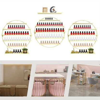 Nagellakhouder – Nagellakrek – Nagellakdisplay – Nagellak Organizer – Wandrek – 160 Flessen Capaciteit – Goud IJzeren Wandmontage