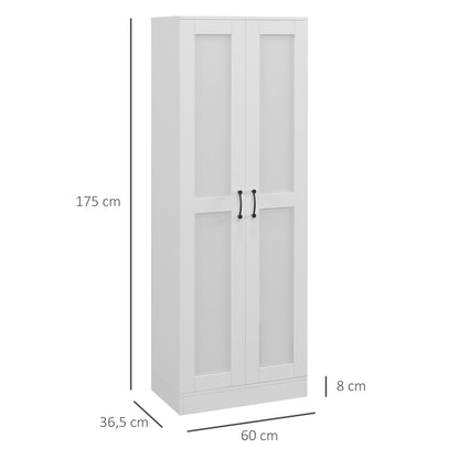 Opbergkast – Kast – Opbergmeubel – Bergkast – Vitrinekast – Multifunctioneel – 2 Deuren Met 4 Verstelbare Planken – Wit 60x36,5x175 cm
