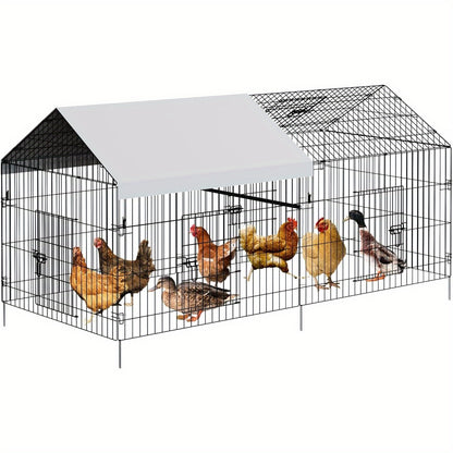 Buitenren Kip – Kippenren – Dassenren – Houten Ren – Konijnenren – Weerbestendig Metaal – 218x101 cm – Roofdiervrij & Gemakkelijk Montabel