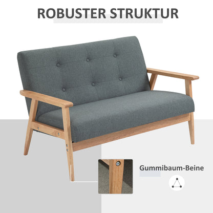 2-zits bank – 2-zits sofa – loveseat – zitbank – tweezitsbank – compact ontwerp – linnen bekleding – rubberwood frame – grijs