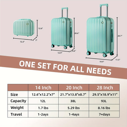 Kofferset – Reiskoffer Set – Handbagage Koffer – Ruimbagage Koffers – Trolley Koffer – PC Materiaal – Lichtgewicht Met Stille Spinner Wielen – Zachtroze
