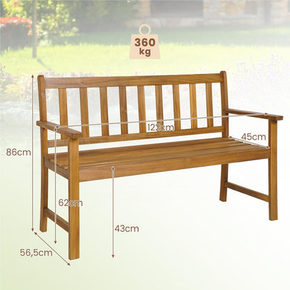 Tuinbank – Buitenbank – Balkonbank – Terrasbank – Parkbank – Massief Acaciahout – Weerbestendig – 2-Persoons – Draagvermogen 360 kg