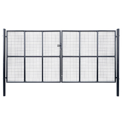 Tuinpoort – Tuinafsluiting – Tuingateway – Tuindeur – Gaaspanelen – 400 x 175 cm – Gegalvaniseerd Staal – Roestbestendig Met Slot