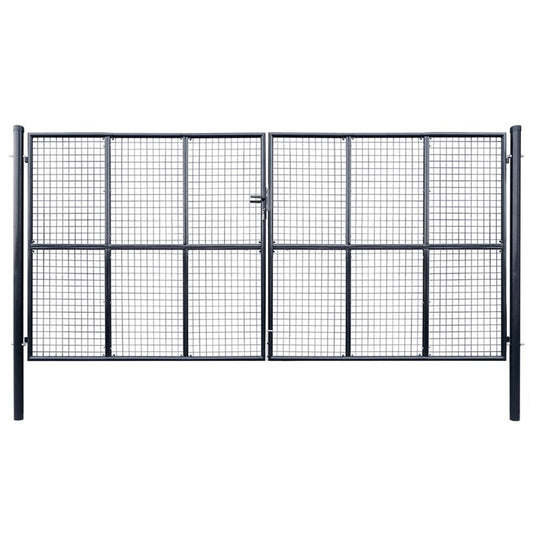 Tuinpoort – Tuinafsluiting – Tuingateway – Tuindeur – Gaaspanelen – 400 x 175 cm – Gegalvaniseerd Staal – Roestbestendig Met Slot