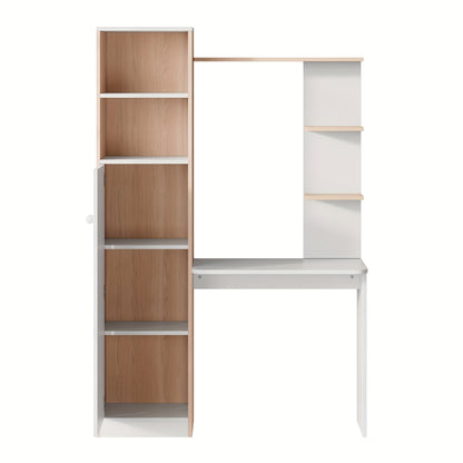 Bureau – Werkplek – Bureautafel – Computerbureau – Kantoormeubel – Metalen Sta Bureau – Met Opbergruimte en Boekenkast – Duurzaam en Ruimtebesparend – Modern Design Zonder Hout