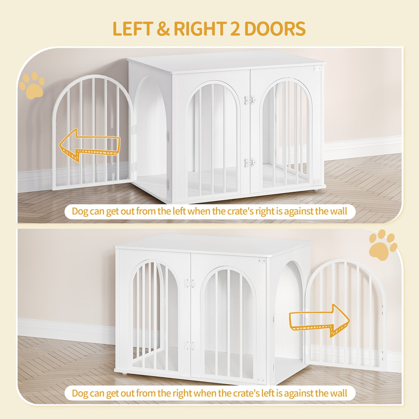 Hondenbench – Hondenkooi – Kennel – Hondenhok – Huisdierbench – Ruim 80x56x61 cm – Stijlvol met Zijtafeltje en Verstelbare Poten – Stevige Roestvrijstalen Constructie