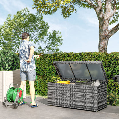 Opbergbox – Opbergdoos – Opbergtas – Opbergcontainer – Opbergmand – 380 Liter – Weerbestendig PE Rattan Donkergrijs