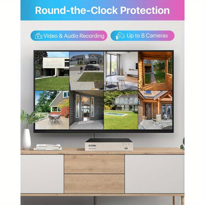 8-kanaals Bewakingsset – Beveiligingssysteem – CCTV Set – Surveillance Camera’s – Domecamera’s – Full HD 1080P – AI Bewegingserkenning – Nachtzicht – Bedraad 4 Camera’s