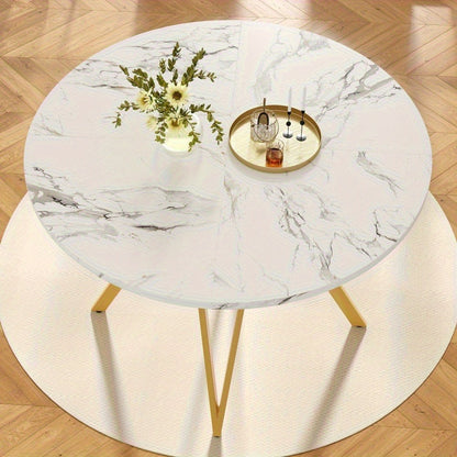 Ronde Eettafel – Ronde Tafel – Eetkamertafel – Keukentafel – Compacte Tafel – Natuurlijke Kleur – Stevige Metalen Poten – Geen Montage Nodig