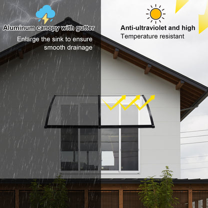 Aluminium Zonnescherm – Uitbreekbaar Zonnescherm – Deurzonnescherm – Raamzonnescherm – Balkonoverkapping – 100x203 cm – Duurzaam Aluminium Frame – Waterafvoer Goot