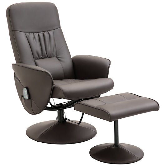 Relaxfauteuil – Relaxstoel – Massagefauteuil – Draaistoel – Zitfauteuil – Bruin – 10 Massagepunten – Verstelbare Rugleuning met Voetenbank