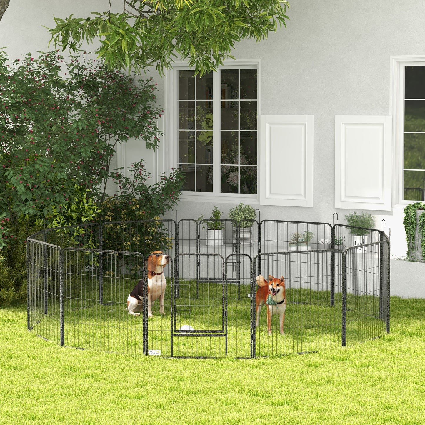 Dierenren – Hondenren – Konijnenren – Knaagdierren – Huisdierenren – Modulair Stalen Design – Afsluitbare Deur & Weerbestendig Grijs