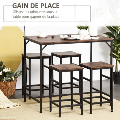 Bartafelset Industrieel – Bartafel – Barmeubel – Barkrukken – Keukentafelset – Zwart Metalen Frame – Eikenhout Look – Compact Design – Stevige Voetensteunen