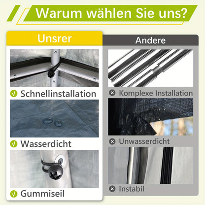 Buitenberging – Tuinberging – Opslagtent – Fietsenberging – Gereedschapsschuur – Extra Ruim 296x190x200 cm – Gegalvaniseerd Stalen Frame & UV- en Waterbestendig PE Dak