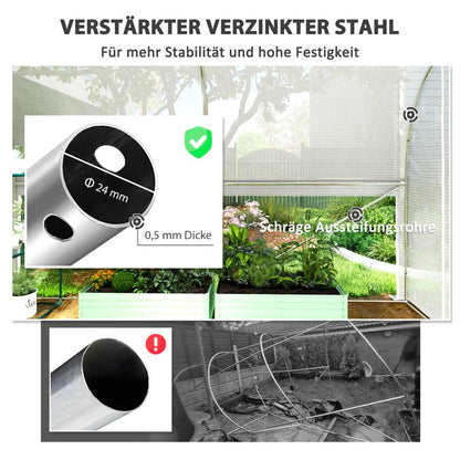 Kweekkas – Tuinkas – Broeikas – Plantenkas – Serre – Gegalvaniseerd Stalen Frame – UV-Bestendige Witte Hoes – 3x2x2 Meter – Ventilatie Met 4 Ramen En Oproldeur