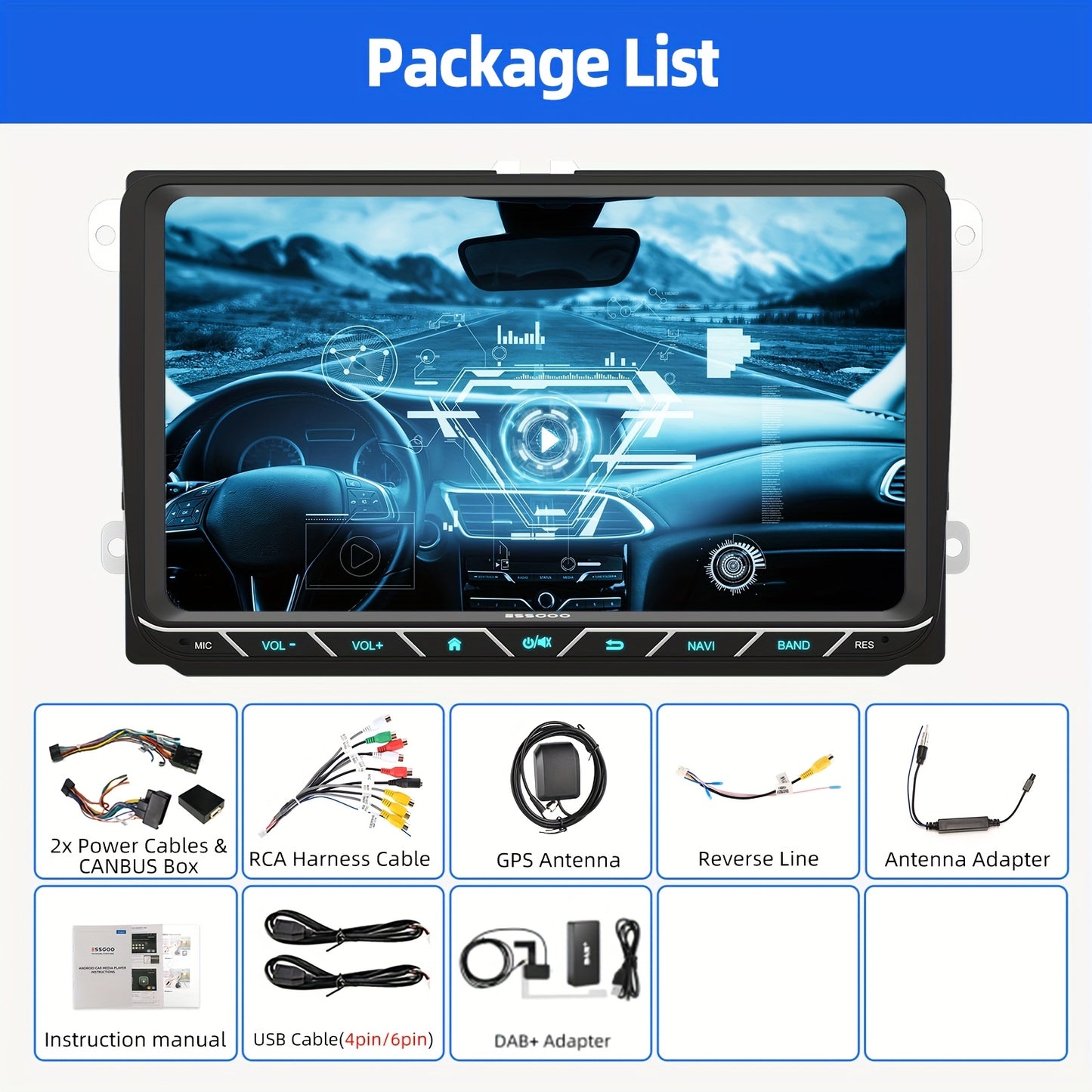 Android 14 Autoradio – Multimedia Speler – Car Stereo – Navigatiesysteem – Touchscreen Radio – 9 Inch IPS Scherm – DAB+ Digitale Radio – Achteruitrijcamera & Microfoon