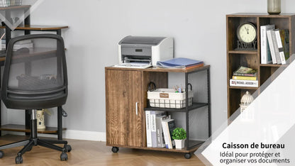 Printerstandaard – Printhouder – Opbergmeubel – Bureaukast – Kantoororganizer – Industriële Vintage Look – 360° Draaibare Wieltjes – Robuust Spaanplaat Met Metaal