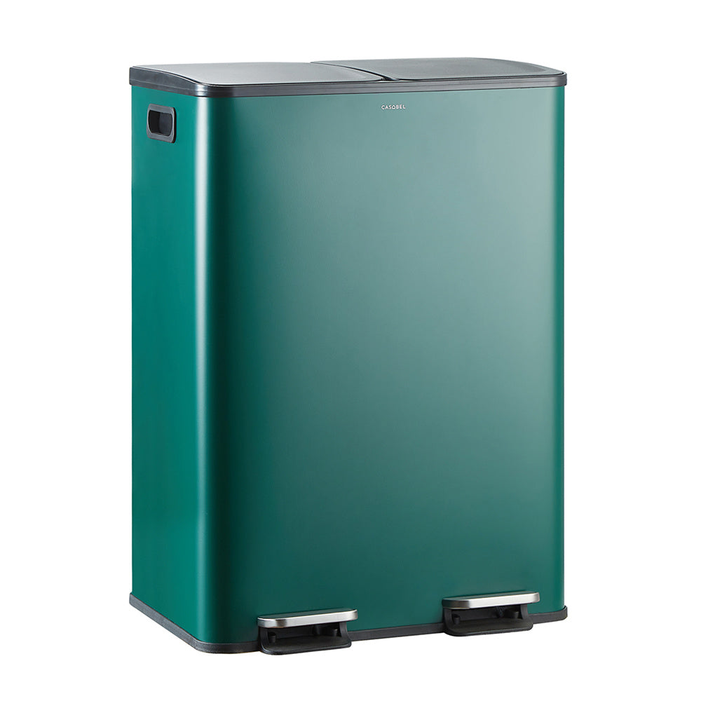 60L Afvalbak Keuken – Vuilnisbak – Prullenbak – Afvalemmer – Afvalcontainer – RVS Geborsteld – Dubbele Compartimenten 2x30L – Anti-Odour Met Pedaal