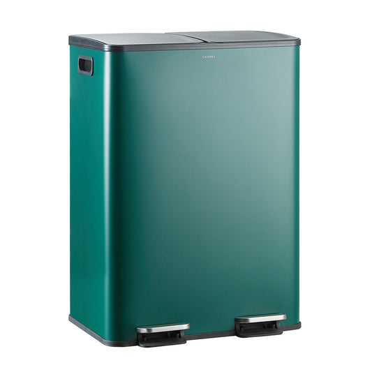 60L Afvalbak Keuken – Vuilnisbak – Prullenbak – Afvalemmer – Afvalcontainer – RVS Geborsteld – Dubbele Compartimenten 2x30L – Anti-Odour Met Pedaal