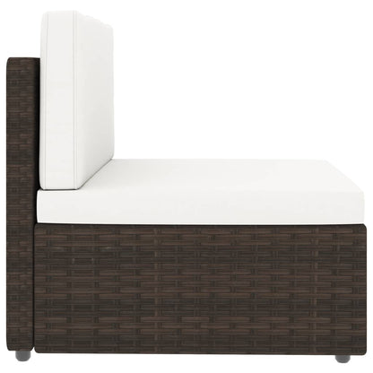 Modulaire 2-Zitsbank – Tweezitsbank – Loungesofa – Buitenbank – Woonkamerbank – Bruin – Duurzaam Poly Rattan & Hardhouten Frame – Zacht Schuimcomfort