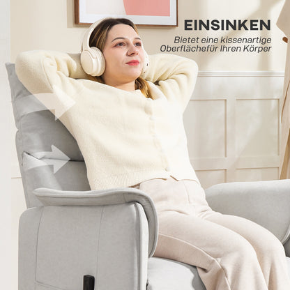 Elektrische Relaxfauteuil – Ligstoel – Relaxstoel – Verstelbare Stoel – Fauteuil – Velvet-achtige Bekleding – Afstandsbediening – Compact 80x83x104 cm – Crème