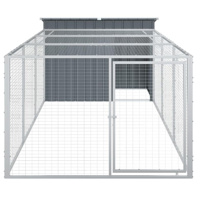 Hondenkennel – Hondenhok – Hondenren – Dierenverblijf – Hondenhuis – Gegalvaniseerd Staal – Ruim Interieur – Ventilatierooster – Dakoverstek – Weerbestendig – Eenvoudige Montage – Antraciet