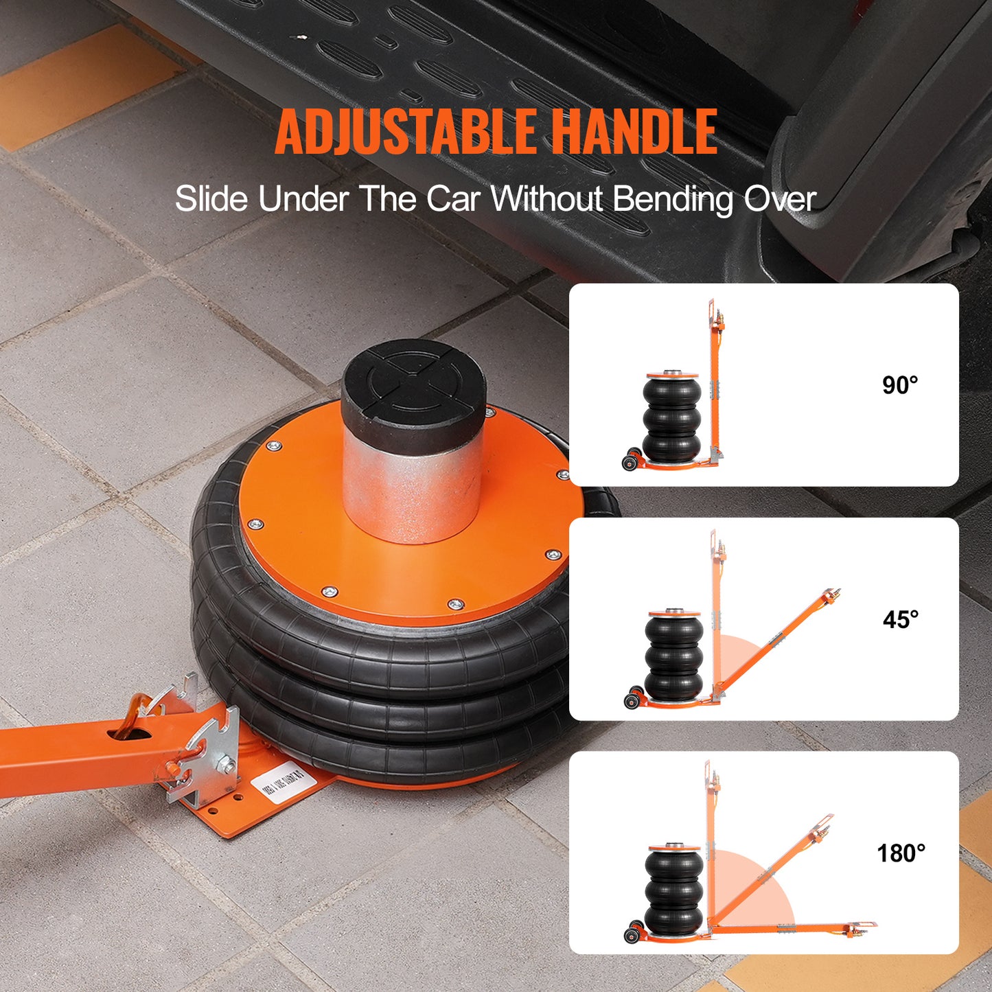 Pneumatische Heftong – Luchtjack – Autolift – Air Jack – Luchtkrik – Oranje Variant – Hefvermogen 5 Ton – Verstelbare Hefhoogte 14-55,4 cm