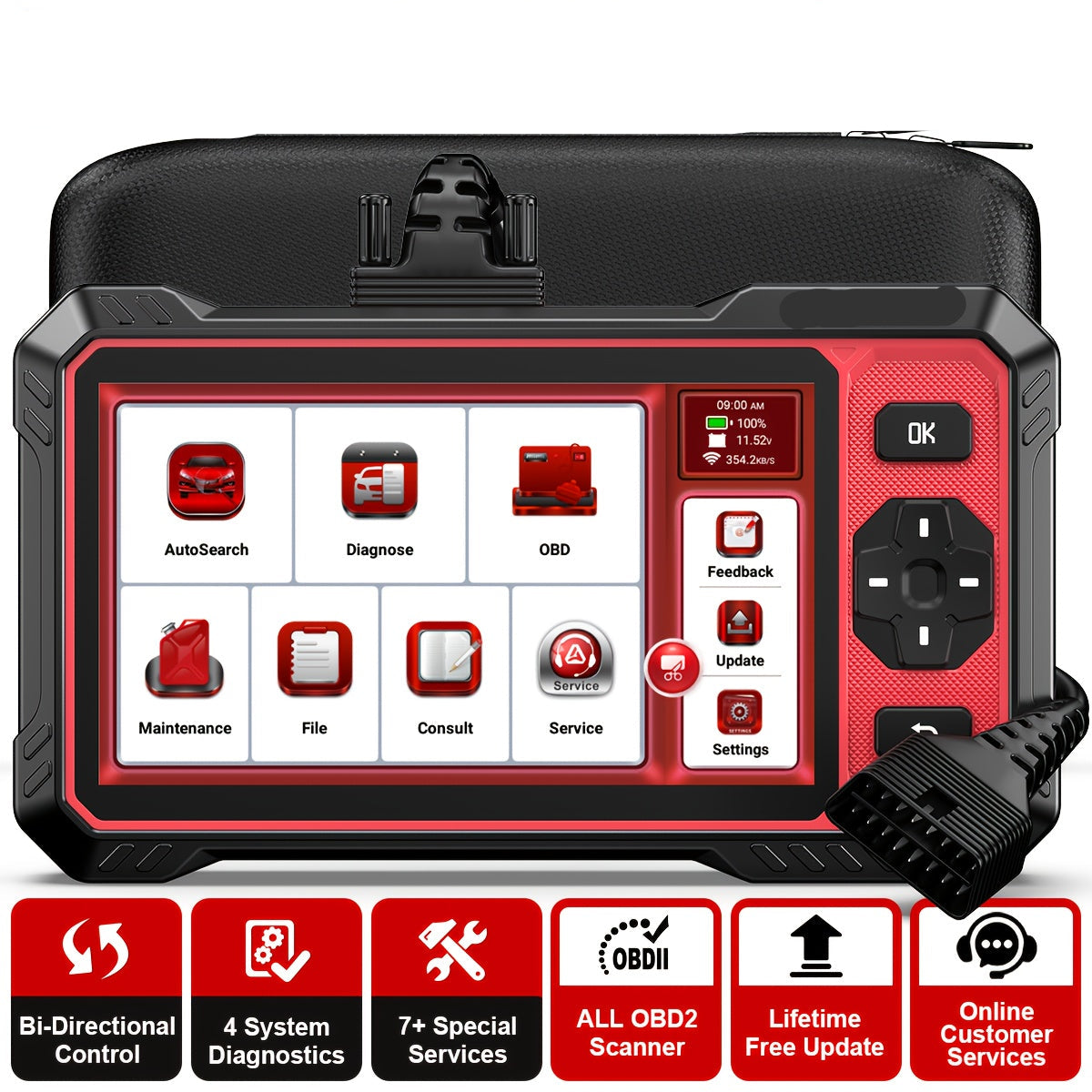 OBD2 Scanner – Autodiagnose Tool – Foutcode Lezer – Diagnosetester – Auto Scanner – Bidirectionele Bediening – 28 Resetfuncties