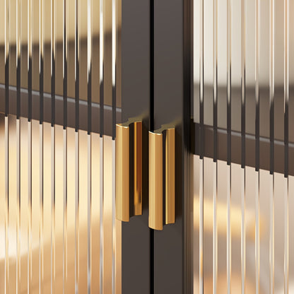 Keukenkast – Opbergkast – Buffetkast – Magnetronkast – Koffiebarkast – Gietijzer – Verstelbare Planken – Modern Zwart
