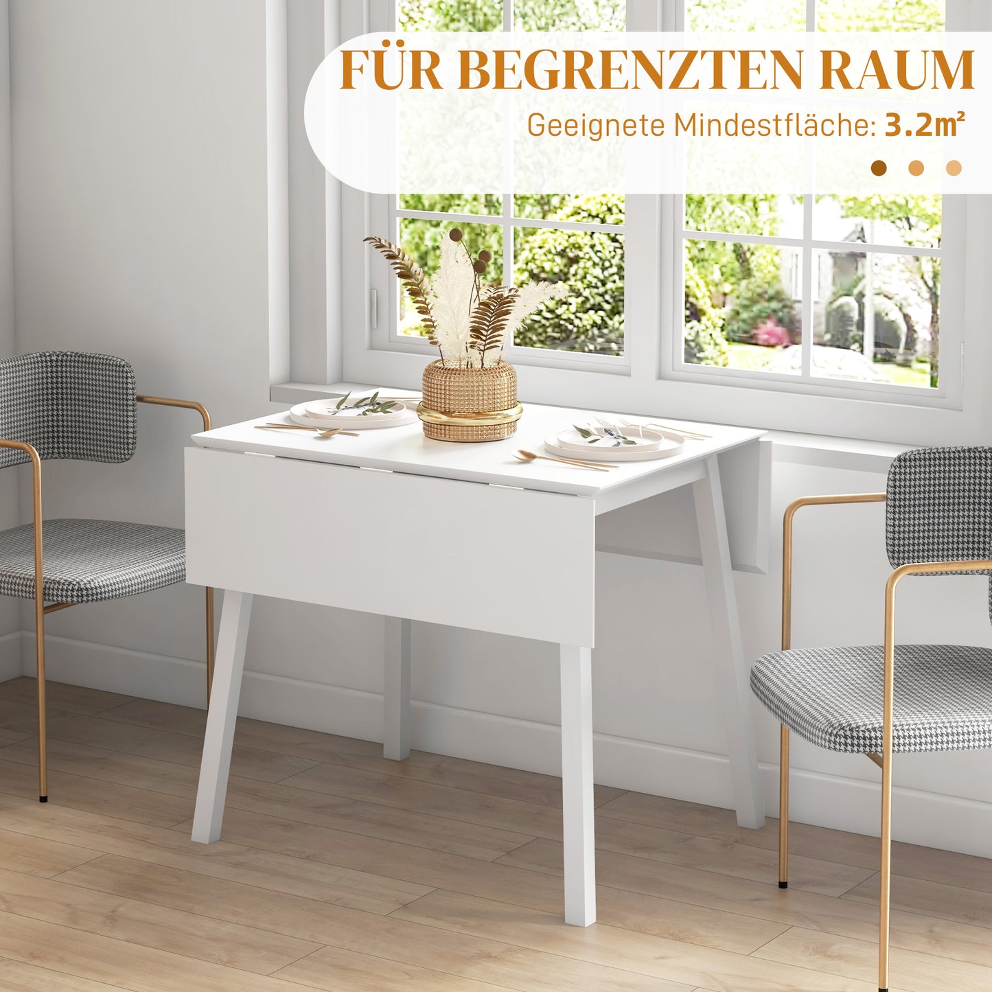 Klaptafel – Eettafel – Opklapbare Tafel – Keukentafel – Vouwtafel – Compact Design – Massief Grenenhout Wit