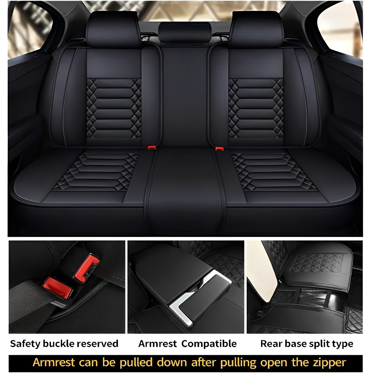 Autostoelhoes – Stoelhoes, Autostoelbekleding, Stoelbeschermer, Autohoes – Universele Pasvorm, Waterafstotend PU-Leder – Compleet Set Voor- en Achterstoelen
