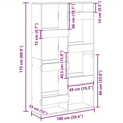 Kamerscherm 100x33x175cm Bewerkt Hout Gerookt Eikenkleurig