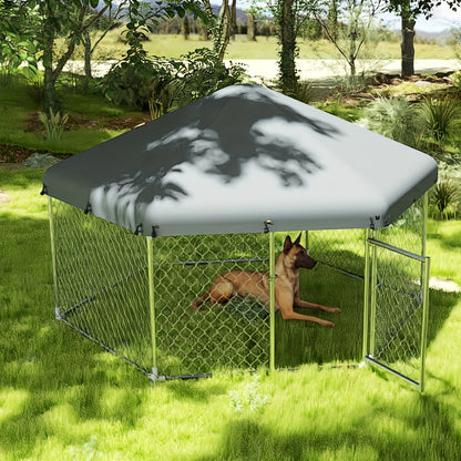 Hondenkennel – Hondenkooi – Hondenhok – Puppyren – Hondenren – 280x250x165 cm – Gegalvaniseerd Staal – Afsluitbare Deur