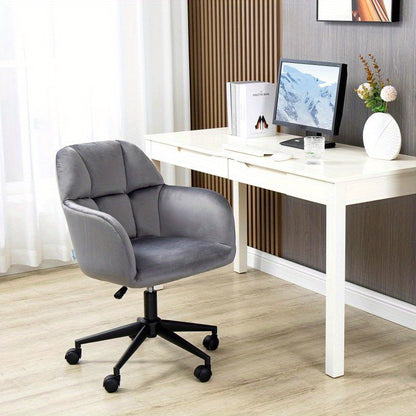 Draaifauteuil – Fauteuil – Bureaustoel – Loungestoel – Relaxstoel – Verstelbare Armleuningen – Velvet Bekleding – Draagvermogen 120 kg – Grijs