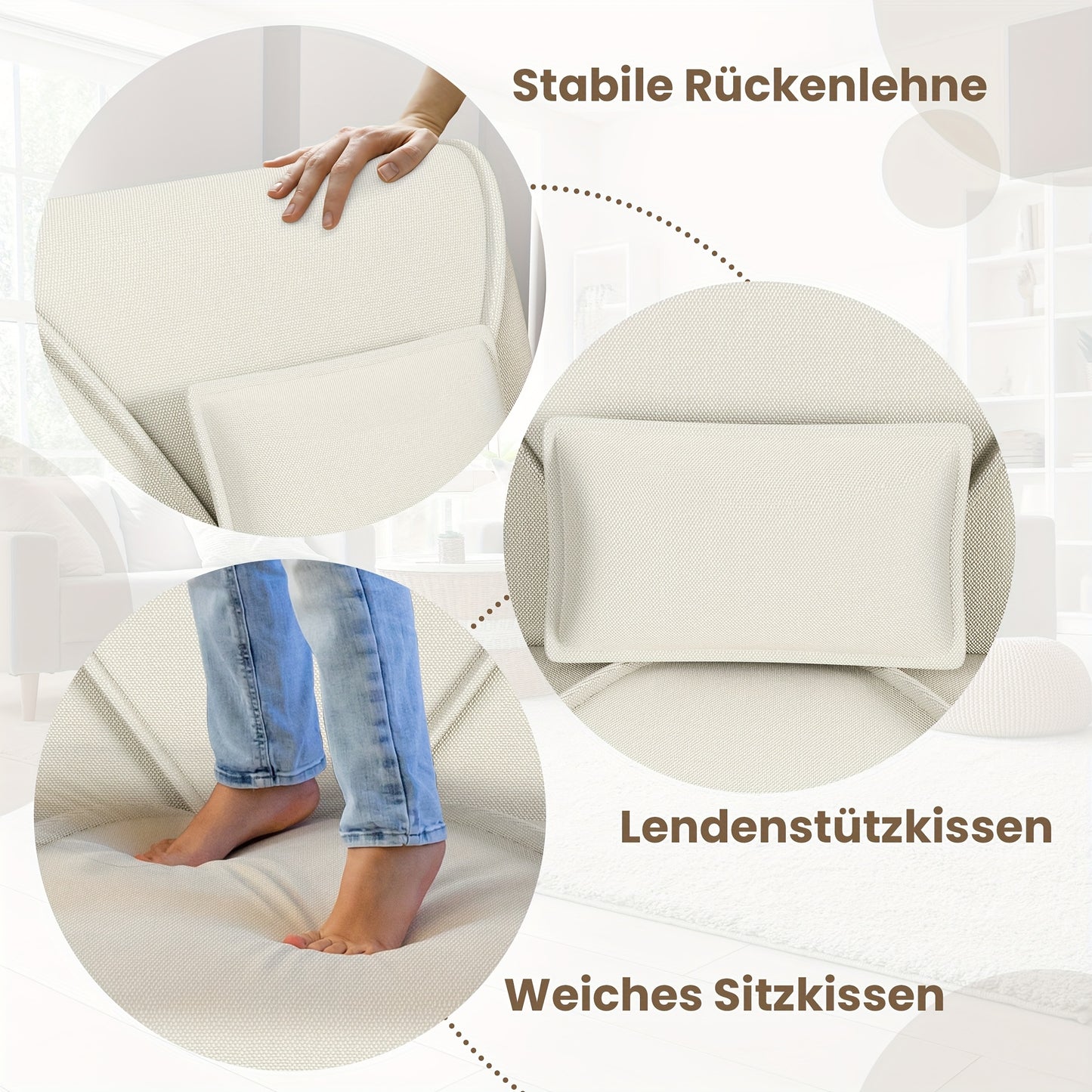 Recliner Chair, Ergonomic Upholstered Lazy Sofa, Indoor Seat Cushion with Soft Light Beige-Friendly Chenille Fabric, Modern Lounger with High-Density Foam Support, Suitable for Bedroom, Living Room, Office, and Lounge, Lightw