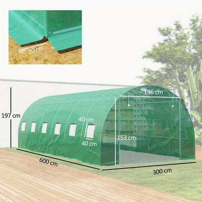 Tomatenkas – Kweekkas – Foliekas – Groeibuis – Tuinkas – UV-bestendig Plastic – 12 Ventilatieramen & Oprolbare Deur – Inclusief Grondankers