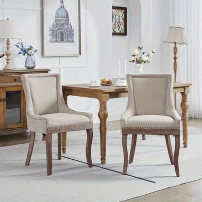Eetkamerstoel – Stoel – Dining Chair – Side Chair – Beige Stoel – Dik Gevoerd – Houten Poten