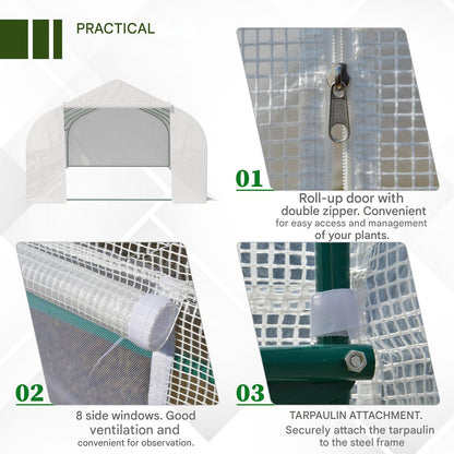 kasgebouw – tunnelkas – plantenkas – groentekas – serre – wit – 6 x 3 x 2 meter – stalen frame met PE-folie 140 g/m²