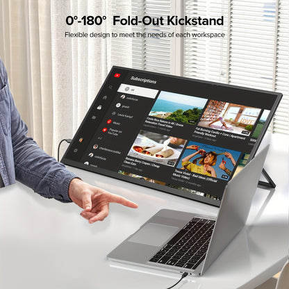 Portable Monitor – Draagbaar Scherm – Laptop Scherm Uitbreider – Extra Beeldscherm – Mobiel Display – 22 Inch 2K QHD – IPS HDR Paneel met VESA & 180° Verstelbare Standaard