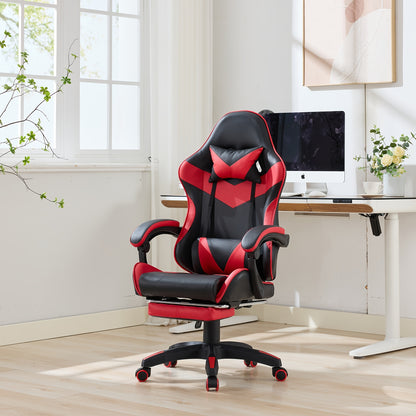 360° Rotating Racing  Design Lounge Chair, Gaming Chair, High-back Office Chair, Height Adjustable, with Wheels, Footrest, Headrest And Lumbar Support.