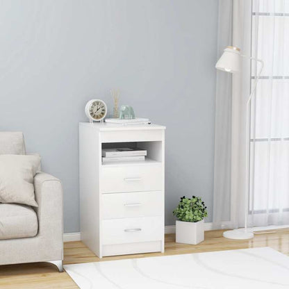 Nachtkastje – Bijzettafel – Ladekast – Nachtkast – Slaapkamerkast – Wit – 3 Lades – Compact 40x50x76 cm – Hout & Kunstboard – Geen Elektriciteit – Eenvoudige Montage