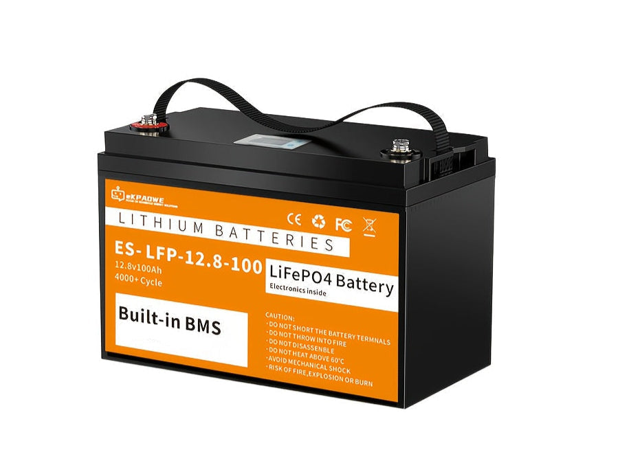 LiFePO4 Accu – Lithium Accu – Lithium Batterij – Li-IJzerfosfaat Accu – Zonne-Accu – 12V 100Ah – Ingebouwd BMS & LCD Display