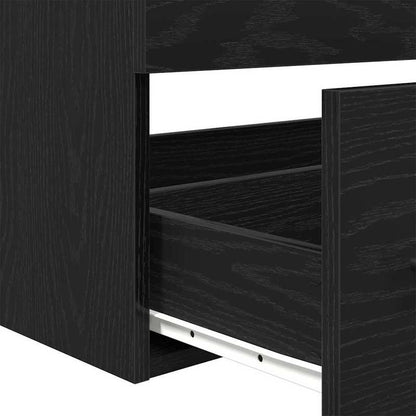 Badkamerkast – Badkamermeubel – Opbergkast – Spiegelkast – Halmeubel – Zwart Eiken Spiegel – Compact 90x45x1,5 cm – Hoogwaardig Engineered Wood