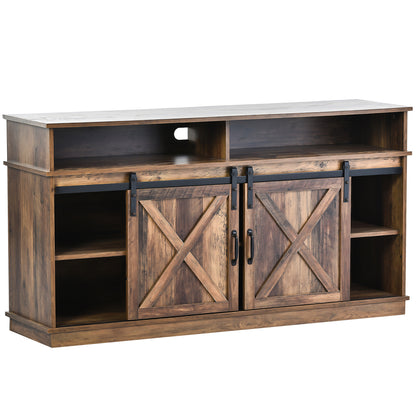 Dressoir – Sideboard – Opbergkast – Buffetkast – Lage Kast – Donkerbruin – X-Patroon Schuifdeuren – Verstelbare Planken – Ruimtebesparend Ontwerp – 148 cm Breed