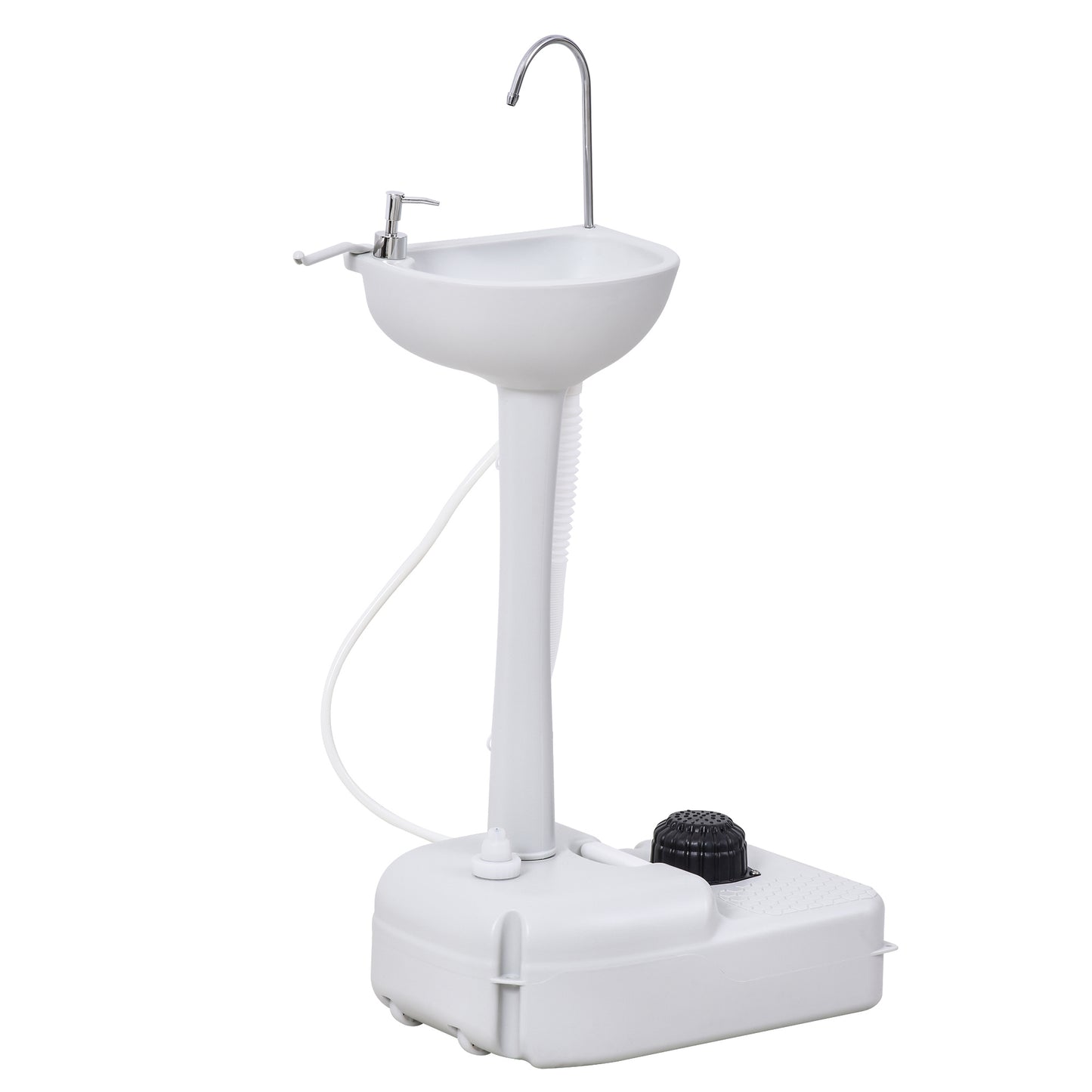Mobiel Handwasstation – Draagbare Wasbak – Buitenhandwas – Camping Handwas – Tuinwasstation – 17L Watertank – Voetpomp Zonder Elektriciteit – Koel Grijs