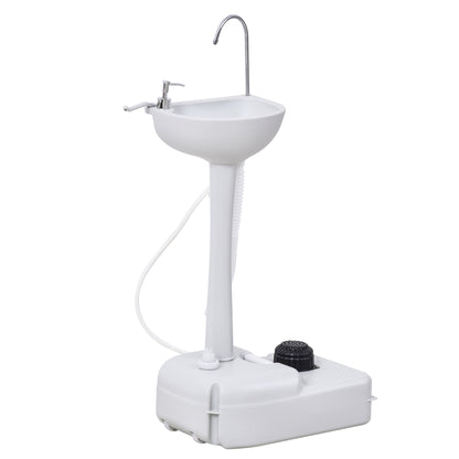 Mobiel Handwasstation – Draagbare Wasbak – Buitenhandwas – Camping Handwas – Tuinwasstation – 17L Watertank – Voetpomp Zonder Elektriciteit – Koel Grijs