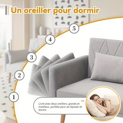 Slaapbank – Sofa Bed – Bedbank – 2-Zits Bank – Logeerbed – Velvet Bekleding – Ruimtebesparend Design – Zonder Elektriciteit