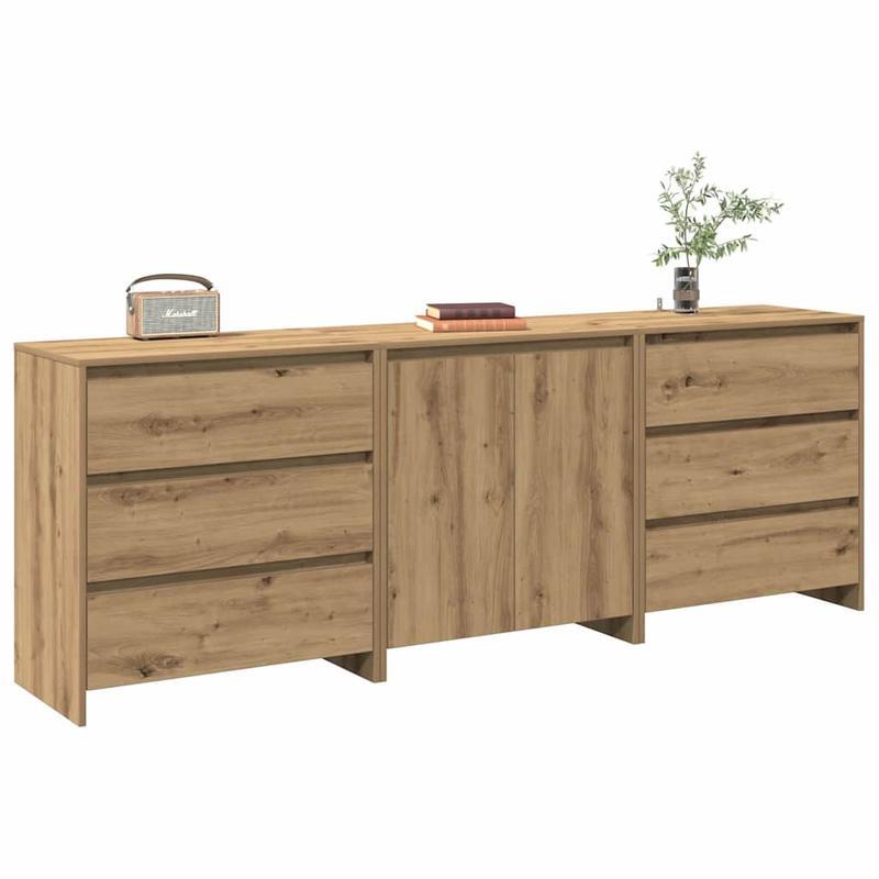 3-Delige Sideboards Edited Wood Artisanaal Eikenkleur Practical And Removable