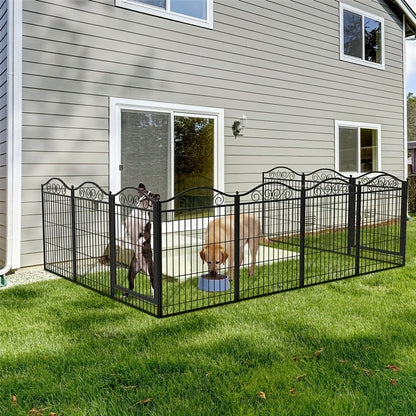 Hondenren – Hekken – Puppyren – Dierenren – Tuinren – 8 Panelen Metalen Hondenren 190x63x80 cm – Robuust Staal – Geschikt Binnen en Buiten